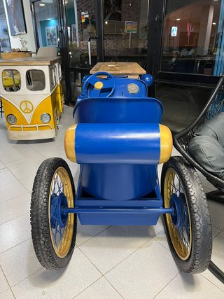 Botellero Coche Vintage Azul y AMARILLO