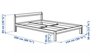 Cama de madera + somier láminas + colchón IKEA