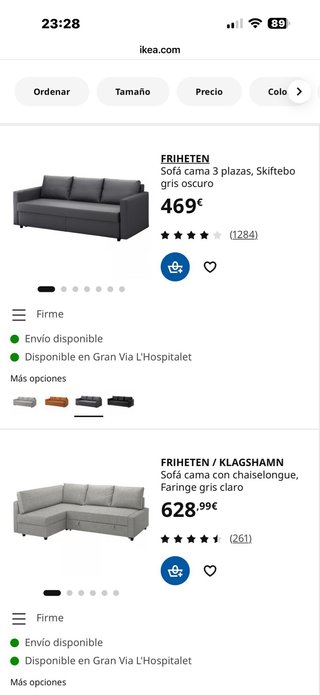 Sofá Cama Ikea Friheten 3 Plazas Gris
