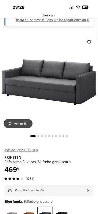Sofá Cama Ikea Friheten 3 Plazas Gris