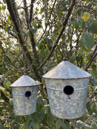 Casita de pájaros de metal galvanizado