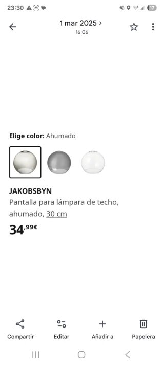 Lámparas Jakobsbyn Ikea Cristal Ahumado
