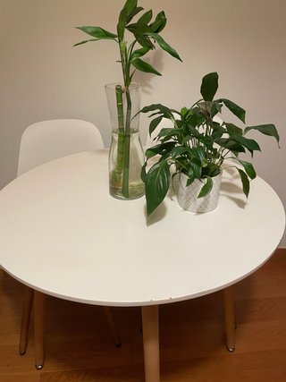 Mesa Nórdica Redonda Blanca y Madera