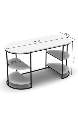 Scrivania 140cm con Mensole in Legno e Metallo