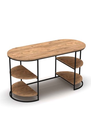 Scrivania 140cm con Mensole in Legno e Metallo
