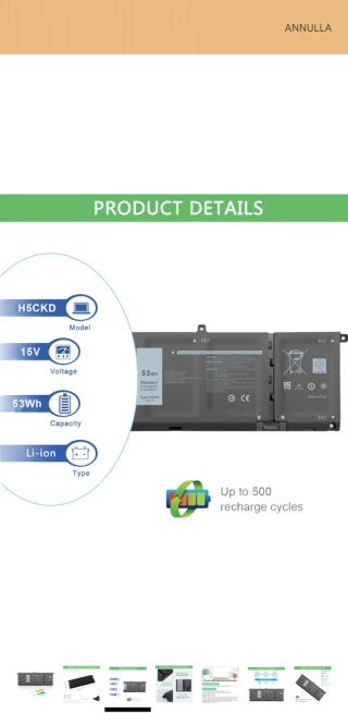 Batteria Dell H5CKD 53Wh Compatibile