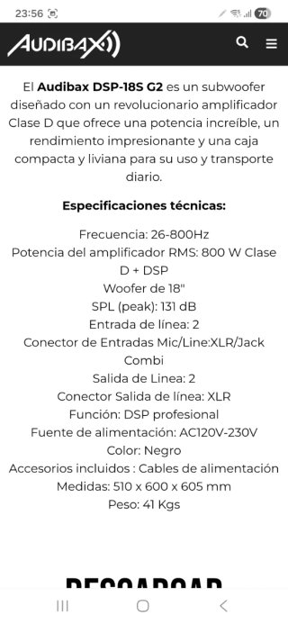 Subgrave Audibax DSP-18S G2 Negro