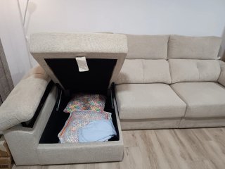 Sofá Chaise Longue Beige 2,95m