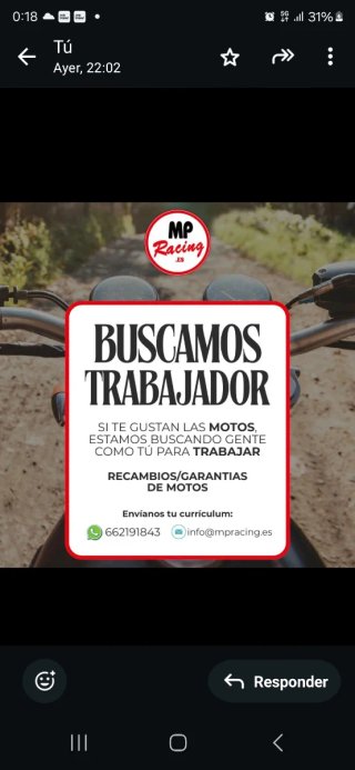 Empleo recambista motocicleta