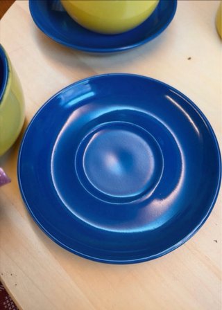 Set 4 Tazzine con Zuccheriera Blu Giallo
