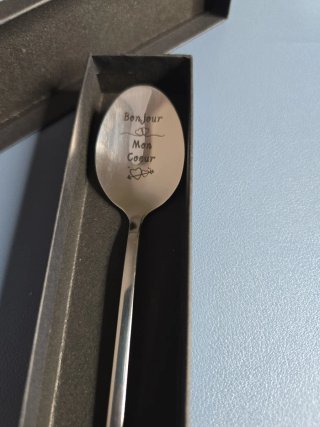 Cucharilla café acero inox personalizada Bonjour M