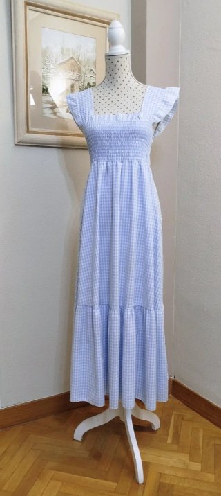 Vestido largo cuadros vichy T. Única M/L/XL