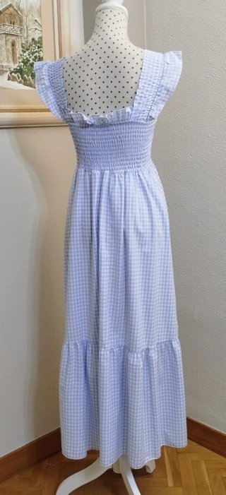 Vestido largo cuadros vichy T. Única M/L/XL