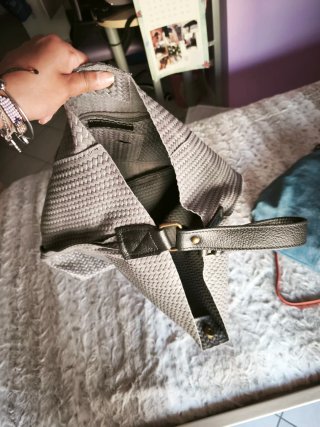 Borsa in vera pelle grigia