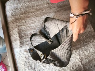 Borsa in vera pelle grigia