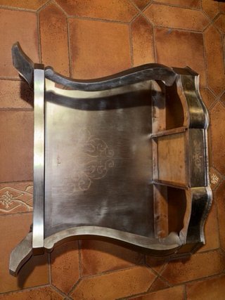 Mesa de madera maciza de pared, pintada plateada