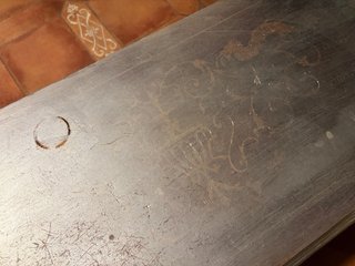 Mesa de madera maciza de pared, pintada plateada