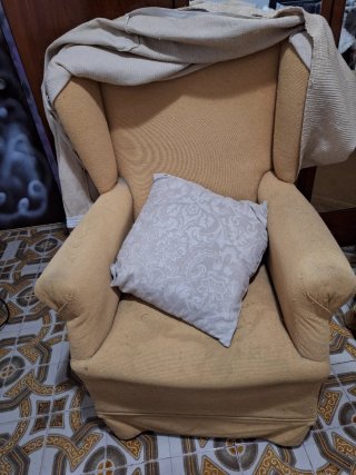 Sofá individual beige/amarillo 2 unidades