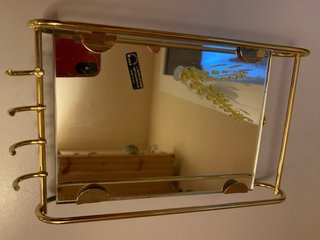 Appendichiavi da parete in ottone con specchio