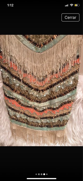 Top Zara pedrería y flecos Talla M