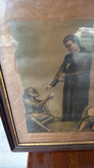 Lámina religiosa antigua enmarcada