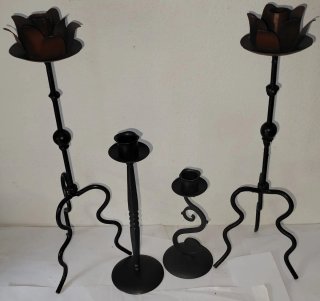 Lotto 5 Candelabri e Portacandele Ferro Battuto