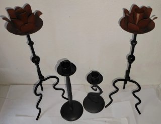 Lotto 5 Candelabri e Portacandele Ferro Battuto