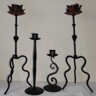Lotto 5 Candelabri e Portacandele Ferro Battuto