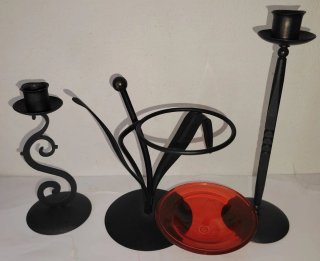 Lotto 5 Candelabri e Portacandele Ferro Battuto