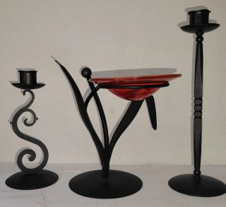 Lotto 5 Candelabri e Portacandele Ferro Battuto