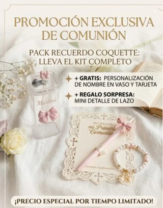 Pack Comunión Niña Rosa y Blanco