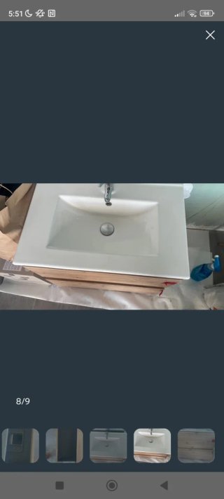 Mueble de baño madera y porcelana