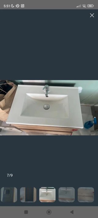 Mueble de baño madera y porcelana