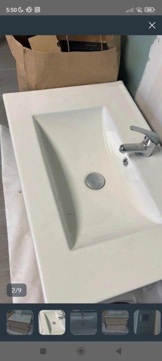 Mueble de baño madera y porcelana
