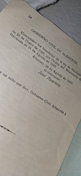 Libro Estatutos Sindicato Agrícola Valdeganga 1935