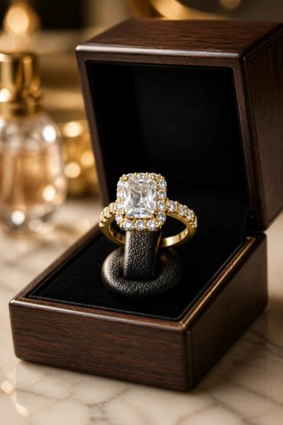 Anillo Compromiso Acero Oro Ajustable
