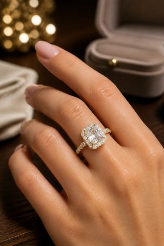 Anillo Compromiso Acero Oro Ajustable