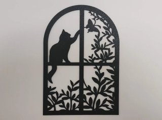 Decorazione da parete gatto in metallo nero