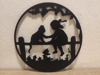 Decorazione da parete Gatto in metallo nero