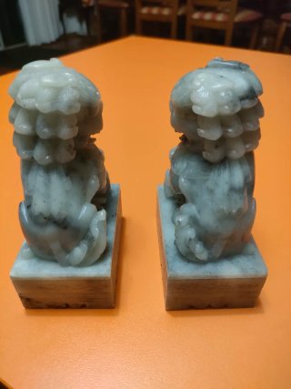 Pareja Perros Foo Alabastro Años 80