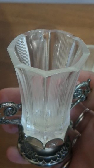 Coppia bicchieri vintage vetro e argento