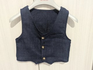 Set elegante neonato 12-18 mesi bianco e blu gilet