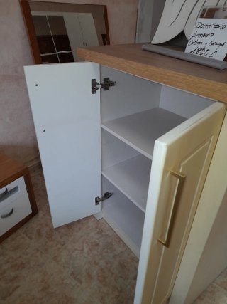 Mueble zapatero crema con espejo