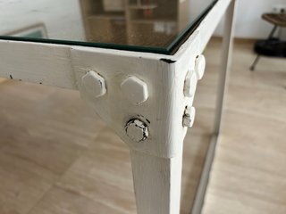 Mesa industrial Maisons du Monde con cristal