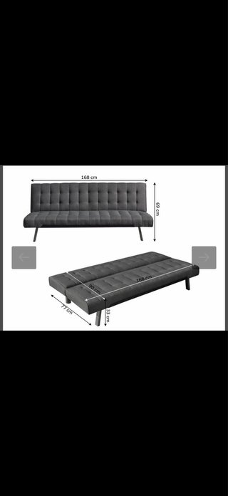 Sofá Cama Gris Tela y Metal