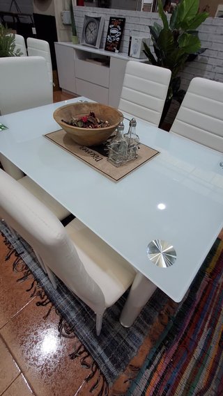 Mesa Comedor Cristal Templado Blanca 110cm