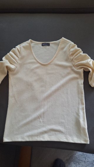 Camiseta Inside S Mangas Abullonadas Beige