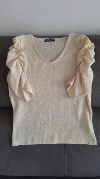 Camiseta Inside S Mangas Abullonadas Beige