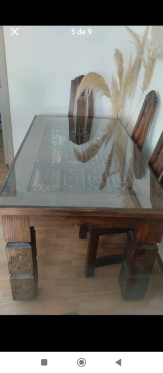 Conjunto salón comedor Bali,madera tallada y forja