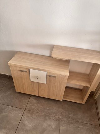 Mueble de entrada madera y blanco